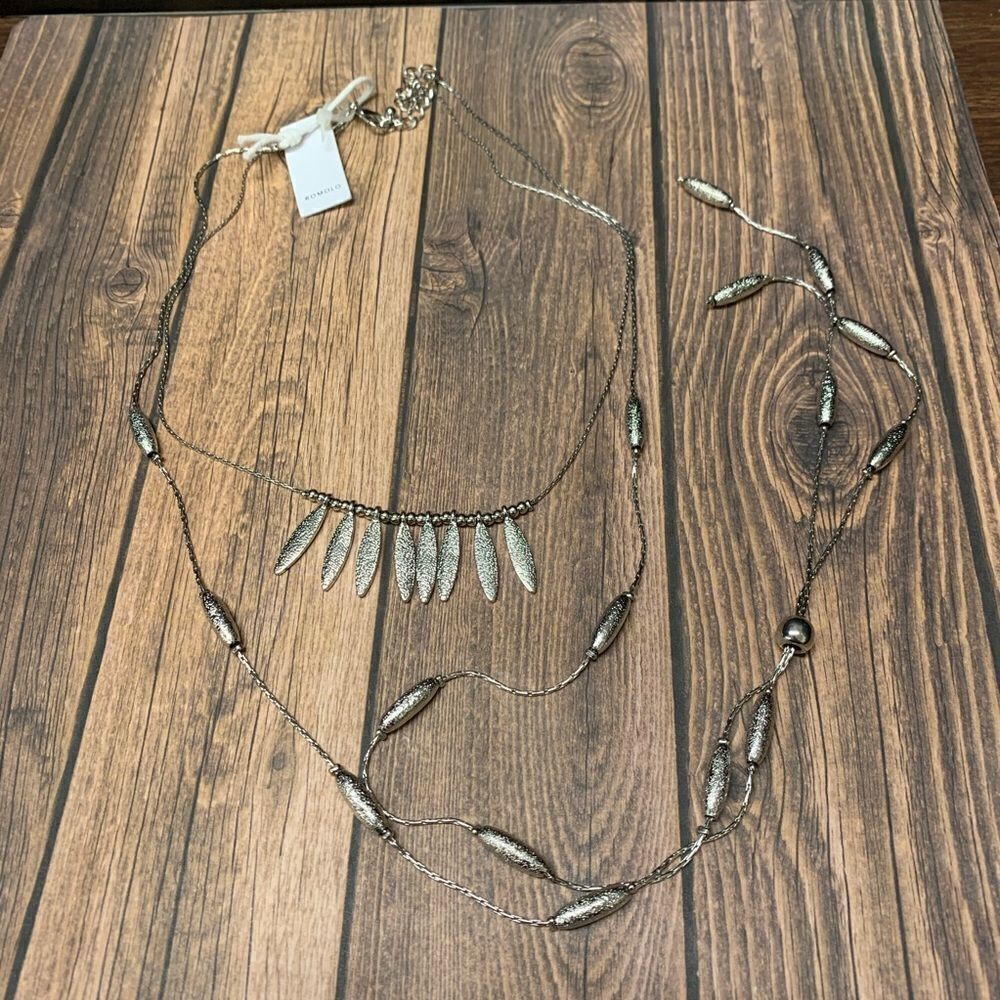Romolo Silver Tone 2 Strand Lariat Necklace‎